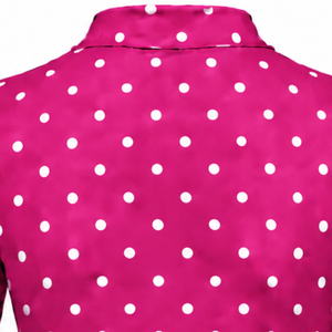 <b>Pink</b> Polka Dot Women Mock Neck Short Sleeve T Shirt Slim Fit Casual Printed Stretch <b>Top</b> Fashion Summer Apparel Wholesale - Product Image 4