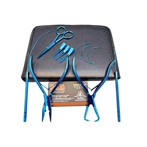 Kit de herramientas para extensiones de cabello con revestimiento de plasma azul, con pinzas, clips, bucles y tijeras, herramienta para extensiones de cabello humano. - Product Image 4