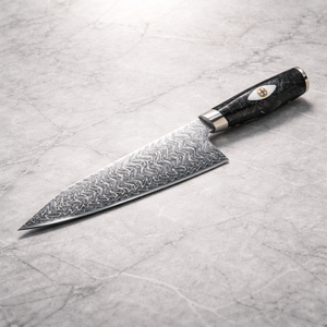 Cuchillo de Cocina de Acero de Damasco Hecho a Medida, 8 Pulgadas, Mango de Resina Negra, Ambidiestro, Apto para Lavavajillas, para Cocineros Caseros, OEM - Product Image 4