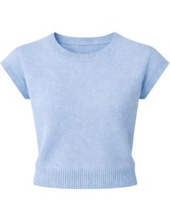 Suéter de Punto sin Mangas para Mujer, Color Azul Cielo, Personalizado, Suave y Ligero, Cuello Redondo, Informal, Chaleco de Verano, Elegante y Moderno - Product Image 2