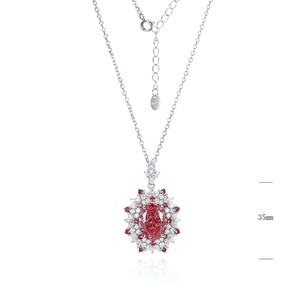 Collar con Colgante de Circonita Roja Unisex de Moda, Chapado en Rodio, Estilo Lujoso, Hecho de Latón - Product Image 2