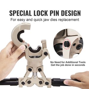 Kit de sertissage professionnel à mâchoires interchangeables rapidement, rotatif à 360 degrés, pour raccords de tubes en cuivre 1/2'', 3/4'', 1'' pour câbles - Product Image 5