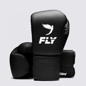 ถุงมือชกมวยสำหรับฝึกซ้อม รุ่น Professional Pro Fighting Fly สีดำขาว หนังวัวแท้ สายรัดข้อมือปรับได้ รุ่น AI-BG-508 - Product Image 4