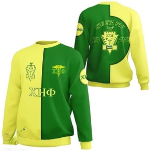 Sudadera de Cuello Redondo a Cuadros Verdes para Hombre Chi Eta Phi, Corte Regular, Logotipo Estampado por Sublimación, Ropa Casual de Otoño - Product Image 5