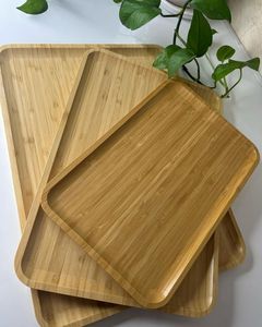 Bandeja Rectangular de Madera Hecha a Mano, Bandeja de Madera Natural para Servir Desayuno, Té, Café, Mesa de Comedor, Cocina, Restaurante, Hotel - Product Image 6