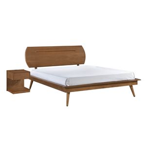 Letto matrimoniale in legno stile country casual con testiera ovale, 1 pz, design a piattaforma, per camera da letto - Product Image 4