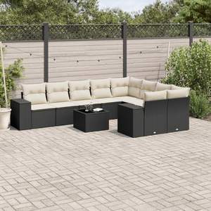 Grand ensemble de canapés de jardin modulaires en rotin PE noir, collection de meubles d'extérieur élégante - Product Image 1