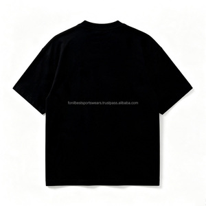 Camiseta de algodón de punto transpirable de manga corta con cuello redondo para hombre, talla grande, color negro, estilo casual y ajuste cómodo. - Product Image 2
