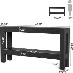 Consolle a doppio strato con spazio contenitivo, Tavolo da divano, Tavolo da corridoio, Tavolo da ingresso - Product Image 6