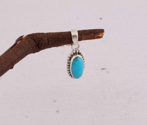 Pendentif en turquoise naturelle, bijoux en argent sterling 925, pendentif en pierre précieuse fait main, style vintage, collier ovale en turquoise bleue - Product Image 5