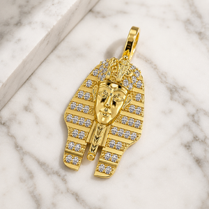 Trendy Vintage Charms 10K <b>Gold</b> Iced Custom Egyptian Pharaoh <b>Pendants</b> Custom Lab Grown Diamond Luxury Fashion Unisex Jewelry Gift - Product Image 3