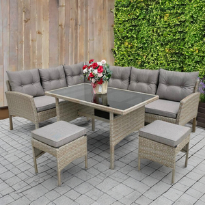 SF00093 Juego de sofá de jardín de ratán moderno de 8 plazas Mesa de comedor de patio para muebles de exterior para hoteles Villas para asientos de jardín - Product Image 2