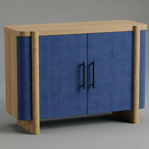 Buffet moderne à 2 portes en chêne massif pour salon - Rangement résistant à l'eau avec design minimaliste - Product Image 1