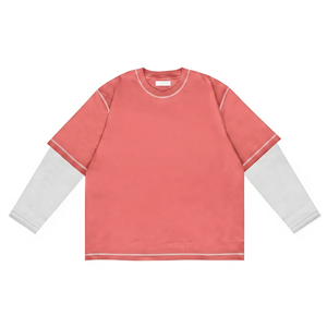 เสื้อยืดคอกลมแขนยาวสีเขียวแบบยูนิเซ็กซ์ โพลีเอสเตอร์ 100% ระบายอากาศได้ดี ทรงหลวม ใส่ได้ทุกฤดู สีพื้น แบบสวม - Product Image 2