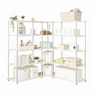 Étagère modulaire en métal 2200 Corner B 5T Blanc/Argent, organisateur de rangement minimaliste pour la maison - Product Image 2