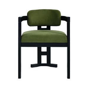 Set of 2 Green & Black Indoor <b>Upholstered</b> Wood Dining <b>Chairs</b> - Product Image 6