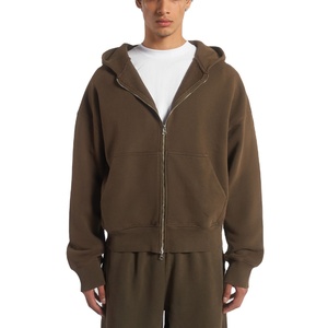 Sweat-shirt à capuche pour homme surdimensionné en coton 500 Gsm personnalisé 2025 Sweat-shirt à capuche sans ficelle avec fermeture éclair complète en polaire épaisse imprimée 2025 - Product Image 1