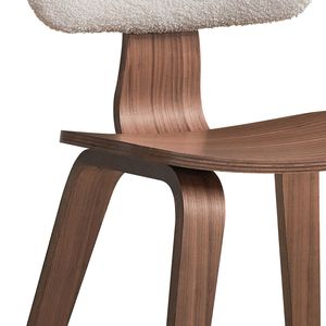 Set di 2 Sedie Laterali Bianche in Bouclé e Noce con Schienale Imbottito, Eleganti Sedie da Pranzo - Product Image 5