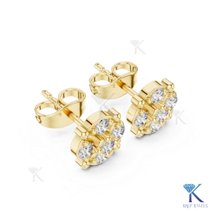 Lab Grown Diamond Brilliant Cut Classic Cluster <b>Stud</b> Earrings 5 Stone 14K/18K Solid Gold Fine Women's Jewelry Wedding Engagement - Product Image 5