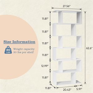 Estantería de Madera Extensible de 5 Niveles, Elegante Estante de Almacenamiento para el Hogar u Oficina, Color Blanco - Product Image 4