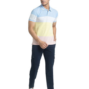 Polo de Piqué a Rayas con Bloques de Color para Hombre, Manga Corta, Casual, Transpirable, Corte Regular, Diseño de Punto de Algodón - Product Image 5