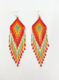 Boucles d'oreilles pendantes artisanales pour femmes, perles colorées, longues franges, tendance, écologiques, personnalisables, coffret cadeau promotionnel - Product Image 5