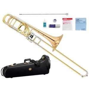 Trombone basse professionnel 100% Yam Aaha YBL-822G Xeno - Laque claire avec cloche en laiton doré - Product Image 3