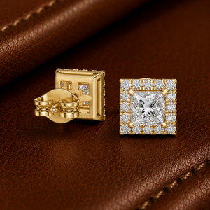 ต่างหูเพชรทรงปรินเซสคัท เพชรเลี้ยงในห้องปฏิบัติการ ทองคำแท้ 14K 18K แบบสี่ขาประดับเพชรรอบ DEF VVS ของขวัญครบรอบสุดคลาสสิก ODM ขายส่ง - Product Image 3