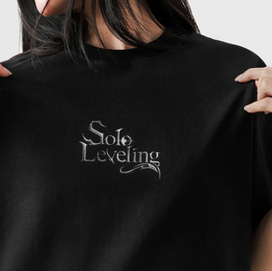 Nueva Camiseta de Estilo Japonés de Anime Solo Leveling, Personalizada, al por Mayor, Tejida, Lavada, con Cuello en V, Manga Corta, Ajuste Holgado, Patrón Sólido, Hombros Caídos - Product Image 2