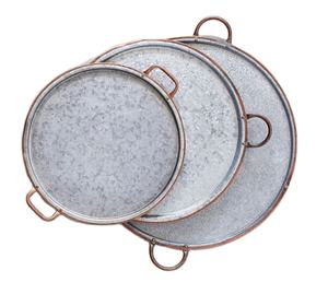 Plateau ovale décoratif en métal galvanisé avec poignées, finition zinc, idéal pour la maison, le jardin, l'hôtel et le restaurant - Vente chaude - Product Image 2