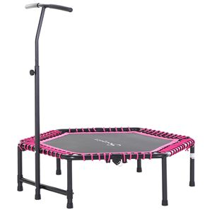 Trampolino Esagonale Jumparoo 4.5ft Rosa per Esterni con Barra Regolabile per l'Divertimento dei Giovani Esploratori - Product Image 1