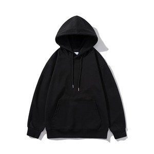 Sweat à capuche noir surdimensionné pour homme avec motif de lettres blanches brodé en polyester/coton molletonné, vêtements décontractés d'hiver, service OEM - Product Image 3