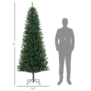 Albero di Natale Artificiale Sottile Non Illuminato Alto 2,4 Metri con Punte Realistiche, Decorazione Verde per Interni, Feste e Vacanze, con Luci LED Verdi - Product Image 3