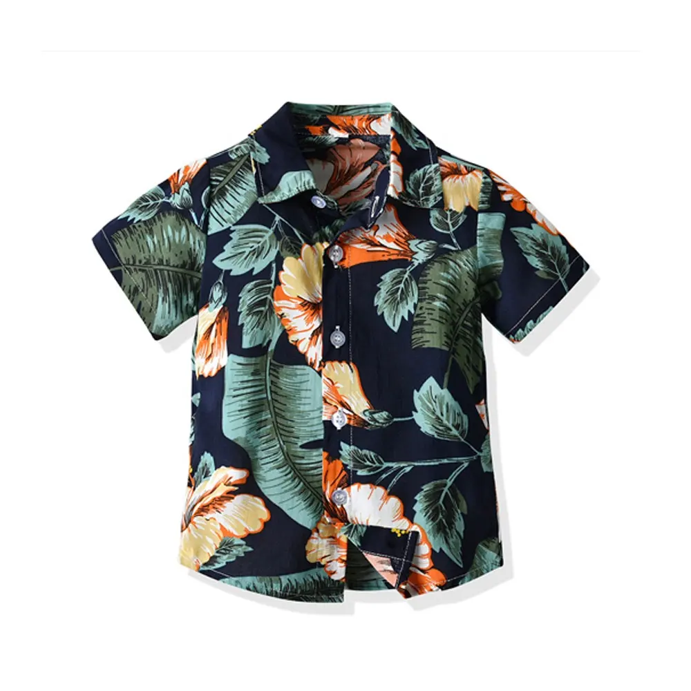 알로하 키즈 하와이 셔츠 여름 맞춤 디자인 꽃 디지털 인쇄 100% 레이온 버튼 업 셔츠 휴가