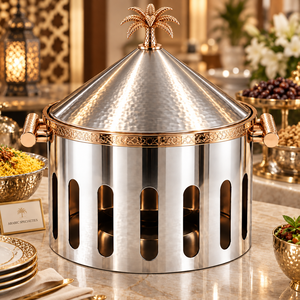 Stainless Steel Arabic Style Cone Lid Chafing Dish 24cm Diameter Durable Luxury Design - Product Image 4