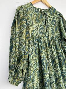 Bohemian Rayon Printed Maxi Dress Women Attractive V-Neck Long Sleeves Woven Button Beach Holiday Casual Outing Midi Length - Product Image 2