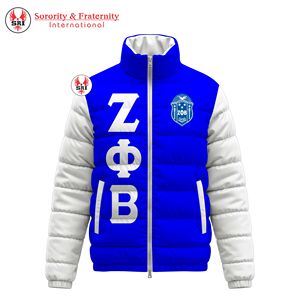 Blouson matelassé décontracté Zeta Phi Beta en toile polyester/coton, chaud, coupe-vent, à col montant, surface brillante, épaissi, pour l'hiver - Product Image 1