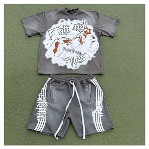 Unisex Custom Summer <b>Set</b> Sport Streetwear Cotton Tracksuit <b>Set</b> Mens Acid Wash T Shirt and Shorts Casual Plus Size Men's <b>Sets</b> - Product Image 5