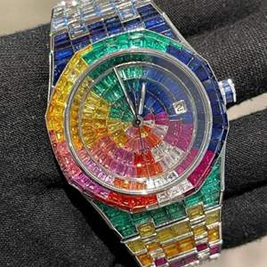 Reloj de Diamantes Cultivados en Laboratorio de Alta Calidad, Totalmente Nuevo, con Incrustaciones de Diamantes Incoloros para Hombre, Precio al por Mayor de la Mejor Calidad - Product Image 1