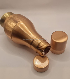 Botella de agua de cobre hecha a mano india con tapa Beneficios DE SALUD ayurvédicos Hidratación diaria Mejor precio" - Product Image 5
