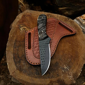 Handmade Rasp Steel Cowboy <b>Knife</b> Ram Horn Handle Bull Cutter Pancake Leather Sheath Fixed <b>Blade</b> Utility Customizable OEM DIY EDC - Product Image 6