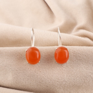 Handmade Designer <b>Orange</b> Carnelian Gemstone Work Beautiful Earring In 925 Sterling Silver Plated <b>Jewellery</b> For Women And Girls - Product Image 1