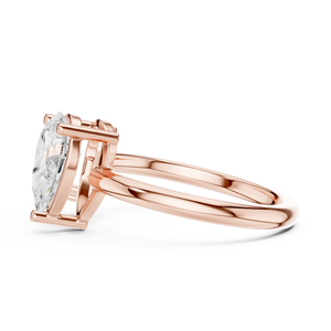 Superbe bague de fiançailles en moissanite taille poire et émeraude, plaqué or rose sur argent, bague de demande en mariage Toi et Moi à deux pierres - Product Image 2
