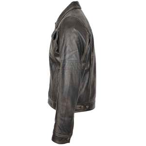 Casual Leather <b>Trucker</b> Winter <b>Jacket</b> Durable Stitching With Relaxed Fit For Daily Wear <b>Trucker</b> <b>Jacket</b> - Product Image 5