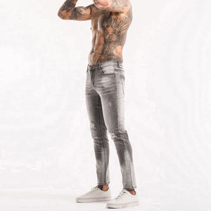 Pantalones Vaqueros de Cintura Alta para Hombre, Estilo Casual, Elásticos, Color Denim Sólido, Corte Holgado, para Otoño e Invierno, Directo de Fábrica - Product Image 5