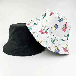 Chapeau Bob Unisexe à Imprimé Champignon, Impression Numérique, Toile Polyester, Style Décontracté Printemps-Été pour Adulte - Product Image 1