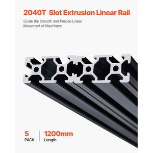 5 pz. Profilo in alluminio estruso T5 T-Slot 2040 da 47,2 mm (1200 mm) Standard Europeo, Guida Lineare Anodizzata ad Alta Resistenza, Alta Qualità - Product Image 2