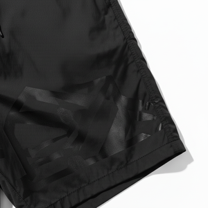 Men's Black Solid Canvas Polyester Board Shorts Mid Waist <b>Elastic</b> Casual Quick Dry Short Shorts - Product Image 2