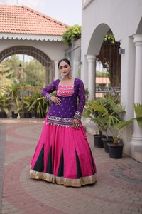 Nouvelle tenue chaniya choli élégante et tendance, style Navratri, entièrement cousue en rayonne, avec travail Kodi, parfaite pour adultes. - Product Image 2