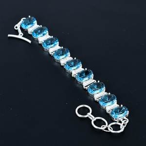 Blue Topaz Gemstone <b>Bracelet</b> 925 Sterling Silver Handmade Charm <b>Crystal</b> <b>Bracelet</b> Jewelry Gift For Women - Product Image 6